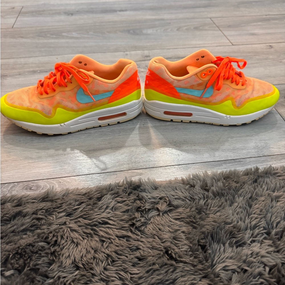 Womens Nike Air Max 1 NSPeach Cream/Hyper Turquoise/Volt Shoe Sneakers Trainers